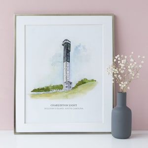 Sullivan's Island Lighthouse - Sullivan's Island, South Carolina - Charleston Light - Watercolor Painting - Lighthouse Watercolor