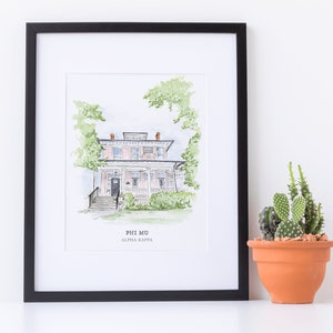 Phi Mu House at The College of Charleston - Alpha Kappa Chapter - Watercolor Painting - 32 Coming Street - Sorority Painting - Sir Fidel