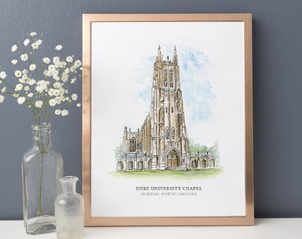 Duke University Chapel Watercolor Print - Durham, NC