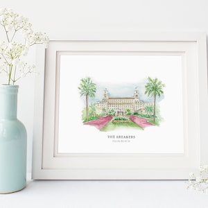 The Breakers - Palm Beach, Florida - Watercolor Painting - Watercolor Venue - Breakers Wedding - Florida Wedding - Palm Beach Wedding