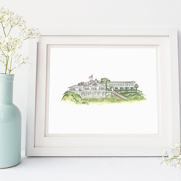 Chatham Bars Inn - Watercolor Painting - Chatham, Massachusetts - Cape Cod Painting - Cape Cod Wedding - Lighthouse