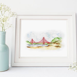 Golden Gate Bridge - San Francisco, California - Watercolor Bridge Painting - Watercolor Scene - San Francisco Landmark