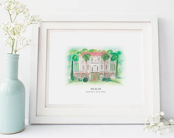 Old Wide Awake Plantation - Charleston, South Carolina - Watercolor Painting - Watercolor Venue - Charleston Wedding