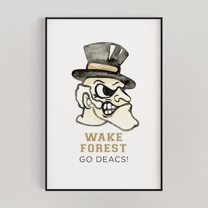 Watercolor Wake Forest University - Wake Forest Demon Deacons - College Print - Collegiate Collection - Go Deacs