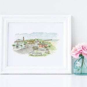 Folly Beach Watercolor - Downtown Folly - Folly Road Painting - James Island, South Carolina - Beach Painting - Charleston Beaches
