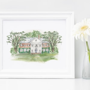 Avenue of the Oaks at Boone Hall Plantation - Mount Pleasant, South Carolina - Watercolor Painting - Charleston Wedding Venue