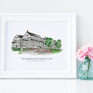 The Equinox Golf Resort & Spa - Manchester, Vermont - Watercolor Painting - The Equinox Watercolor - Vermont Wedding