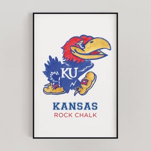 Watercolor University of Kansas Print - Jawhawks - College Print - Collegiate Collection - Rock Chalk