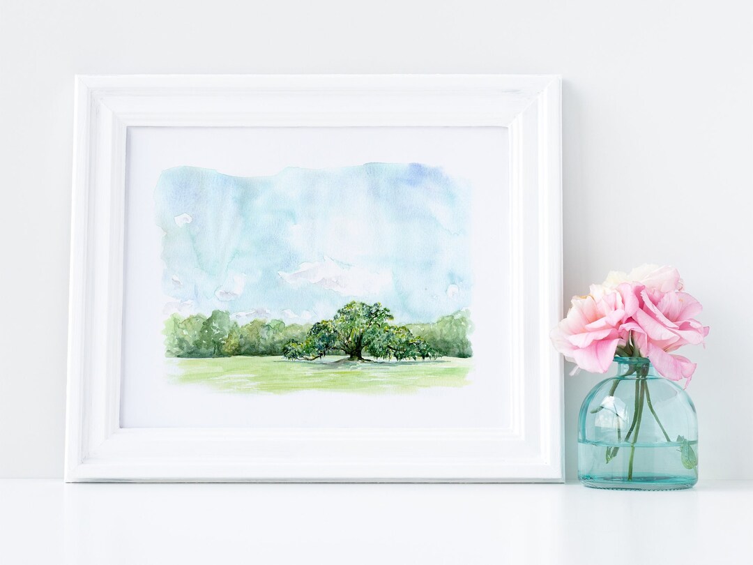 Runnymede Plantation Oak Tree Charleston, South Carolina Watercolor