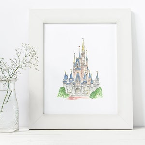 Walt Disney Castle - Orlando, Florida - Watercolor Disney Painting - Watercolor Castle - Cinderella Castle - Disney World