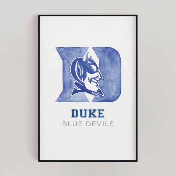 Watercolor Duke University Print - Duke Blue Devils - College Print - Collegiate Collection - Duke Blue
