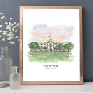 The Citadel - The Military College of South Carolina - Charleston, SC - Watercolor Painting - College Painting - Military college