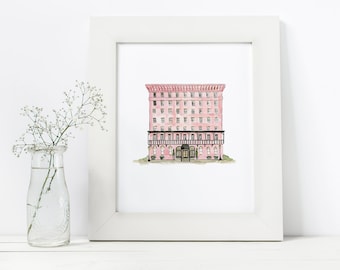 The Mills House - Wyndham Grand Hotel - Charleston, South Carolina - Watercolor Painting - Charleston Wedding - Downtown Charleston