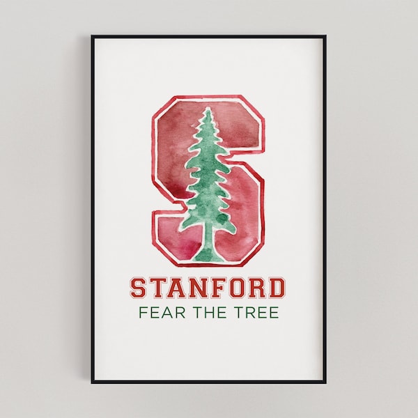 Watercolor Stanford University Print - Stanford Cardinals - College Print - Collegiate Collection - Fear the Tree