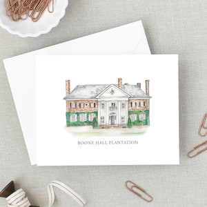 Boone Hall Plantation Note Set - Folded Notecards and Coordinating Envelopes - Charleston, South Carolina - Watercolor Notes - Notecards