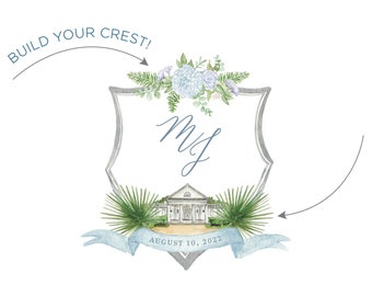 Watercolor Wedding Crest - Build Your Crest - Semi-Custom Crest - Wedding Crest File