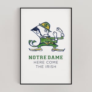Watercolor Notre Dame University Print - Notre Dame Flighting Irish - College Print - Collegiate Collection - Leprechaun