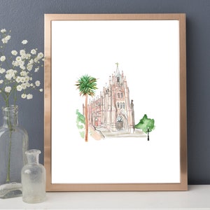 Cathedral of Saint John the Baptist - Charleston, South Carolina - Watercolor Church Painting - Watercolor Wedding Venue - Church Wedding