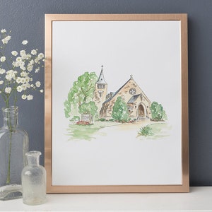 Shrine of the Most Blessed Sacrament - Washington DC - Watercolor Church Painting - Watercolor Wedding Venue - Church Wedding