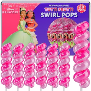 Disney Princess Lollipops Swirl 20pk- Disney Princess Candy For Disney Princess Party Favors - Disney Princess Cupcake Toppers