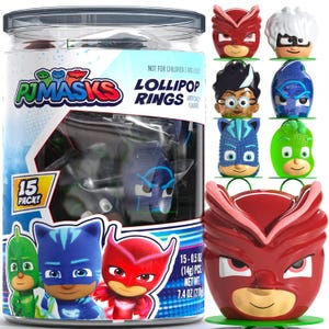 PJ Masks Lollipop Rings 15pk - Ring Candy For Kids For Pj Masks Birthday Party Supplies & Pj Mask Birthday Decorations