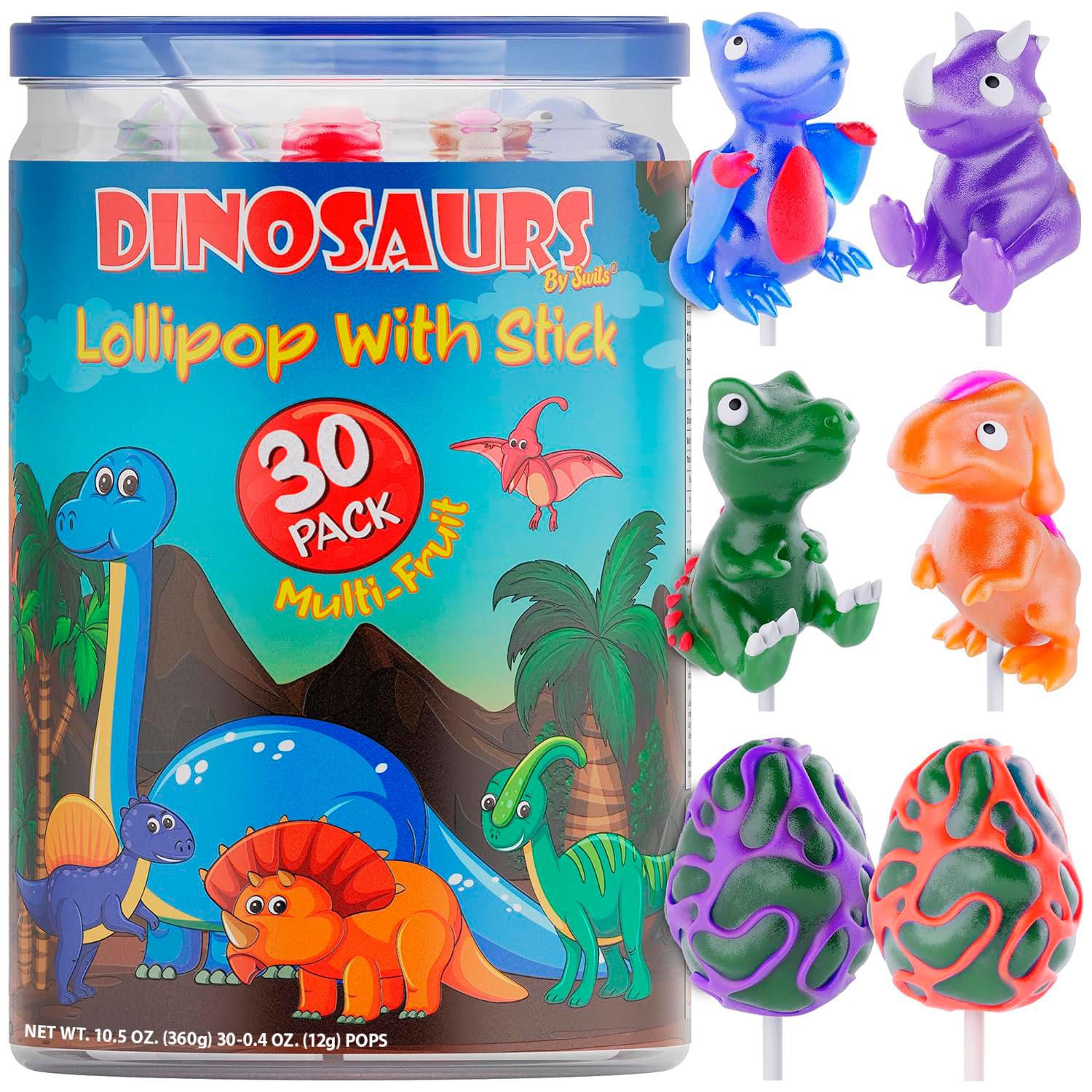 Dinosaur Lollipops 30pk- Dinosaur Candy For Dinosaur Party Favors- Dinosaur Suckers&Dino Candy- Dinosaur Shaped Candy For Dino Party Favors