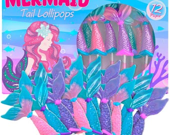 Mermaid Tail Lollipops: Blue Raspberry Party Favors (12pk)