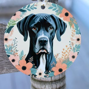 Home Wall Hang Great Dane Gift for Dog Owner Pet Lover Gift for Great Dane Owner Picture of Dog for Home Decor Floral Small Decoration