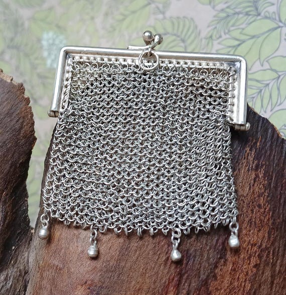 Antique 935 Silver Art Deco Chain Mail Coin Purse Col… - Gem