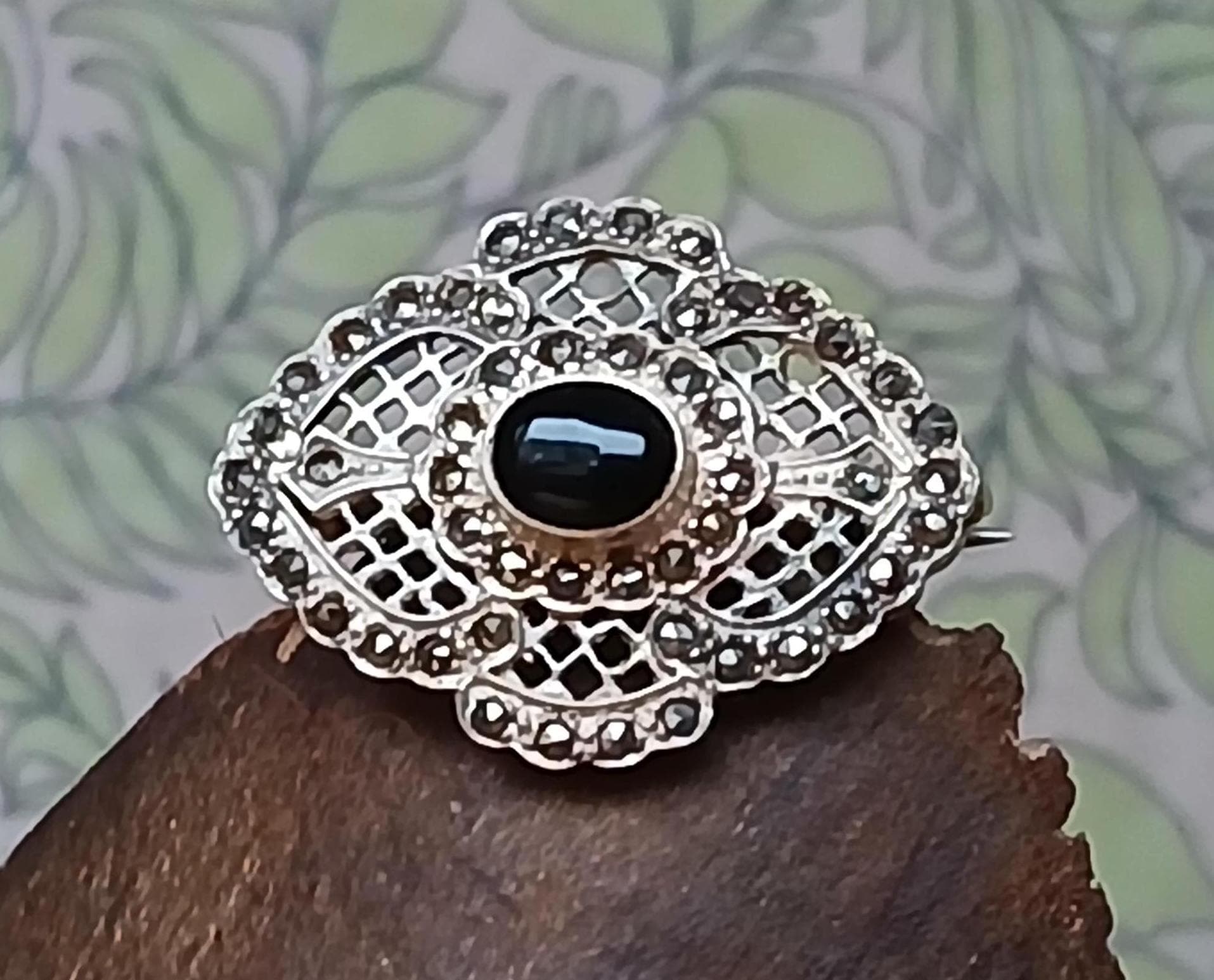 Broche Ancienne En Argent Massif Et Marcassite - Poids 11 Grammes - Occasion (traces D'usage)