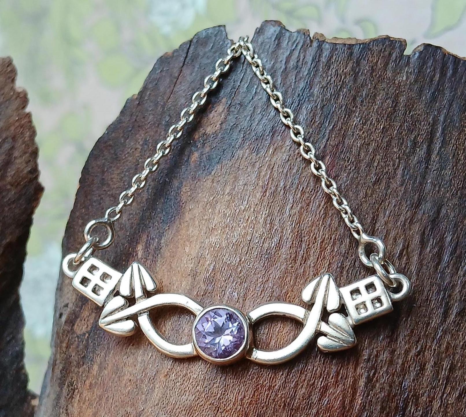 Collana Con Ciondolo Charles Rennie Mackintosh - Argento Sterling 925 E Topazio Blu - Scottish Jewellery Shop