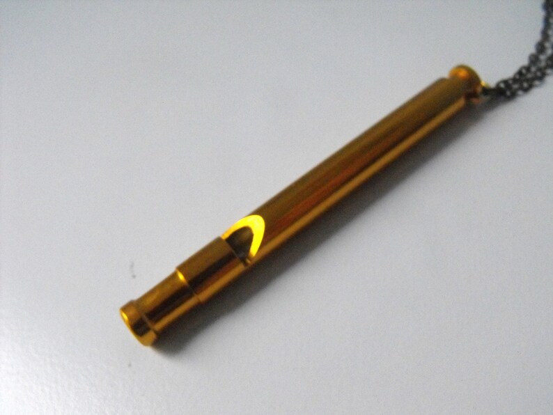 Whistle Necklace gold with Brass Chain dog whistle coach Etsy