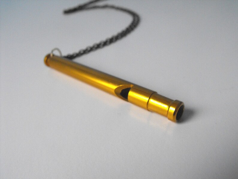 Whistle Necklace gold with Brass Chain dog whistle coach Etsy