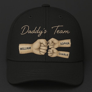 Embroidered Fist Bump Dad Hat Classic Baseball Cap Fathers Day Gift Father and Son Daddy&#39;s Team Cap Best Dad Ever Embroidery Hat for Dad