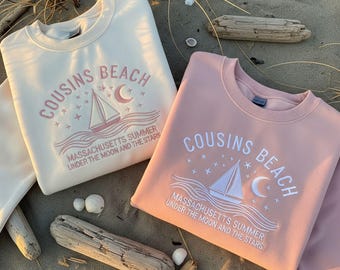 Embroidered Cousins Beach Sweatshirt, Summer I Turned Pretty Crewneck, Bookish Coastal Vibes Pullover Summer Vibe TSITP Group Matching Tee
