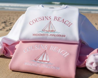 Cousins Beach Massachusetts Embroidered Sweatshirt, TSITP Crewneck Coastal Team Pullover, Summer Romance Bookish Coastal Shirt