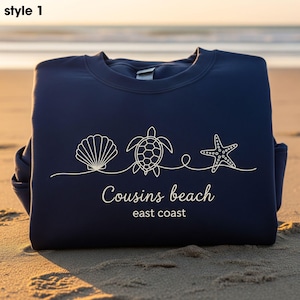 Cousins Beach Embroidered Sweatshirt, East Coast Summer Vibes Crewneck, TSITP Inspired Pullover Shirt Embroidery Top