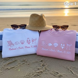 Custom Beach Bachelorette Embroidered Sweatshirt, Coastal Bride Crewneck, Summer Bridal Shower Pullover, Wedding Bride Party Tee Gifts