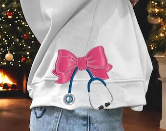 Pink Nurse Bow Embroidery design file Nurse Coquette Nurse Nurse Sublimation Nurse Bow Nurse Bow Nurse Ribbon Nurse Shirt Desig gift for her