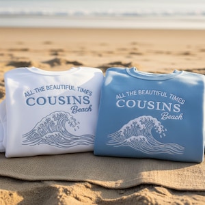 Cousins Beach Embroidered Sweatshirt, Vintage Coastal Crewneck, Trendy Summer Vibes Pullover, East Coast Beach Shirt