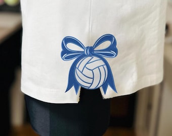 Volleyball Stitch Bow Side Bow Machine Embroidery Designs Wide Ribbon Sport Girly Bow Embroider Design basketball soccer softball volleyball