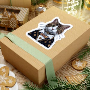 Gepflegter Katzenaufkleber | Kussschnitt Vinyl Aufkleber | Süßer Aufkleber für Laptop, Planer, Flasche