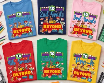 Toy Story Back To School Shirt Bundle PNG, Teacher & Student Kindergarten First Second Third Grade Design, Fun Gift For Kid