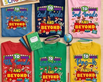 Toy Story Back To School Shirt Bundle PNG, Teacher & Student Kindergarten First Second Third Grade Design, Fun Gift For Kid