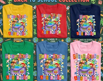 Back to School Shirt, To Kindergarten and Beyond Tee, First Grade Shirt, Pre-K to Fourth Grade, First Day of School Kids Top, Toy Story 5