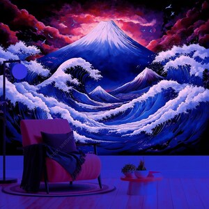 Japanese Great Waves Tapestry, Mount Fuji Wall Tapestry, Aesthetic Tapestry, Wall Decor, Creative Dorm Decor