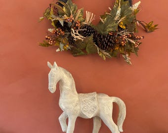 Wood Finish Horse on a Stand