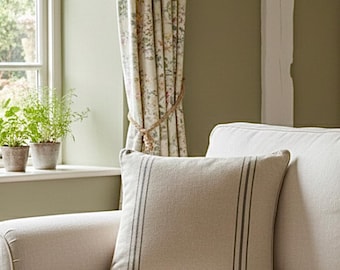 Large Linen Cushion with Grey/Black Stripes (60x60)