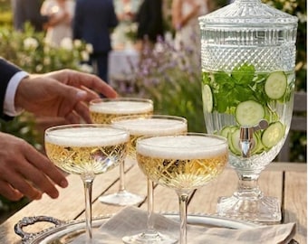 Etched Glass Coupe Champagne Glass