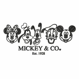 Diseño de máquina de bordar Mickey y sus amigos, archivo, patrón, Disney, dibujos animados, Mickey Mouse, niños, Goofy, pato Donald, familia,